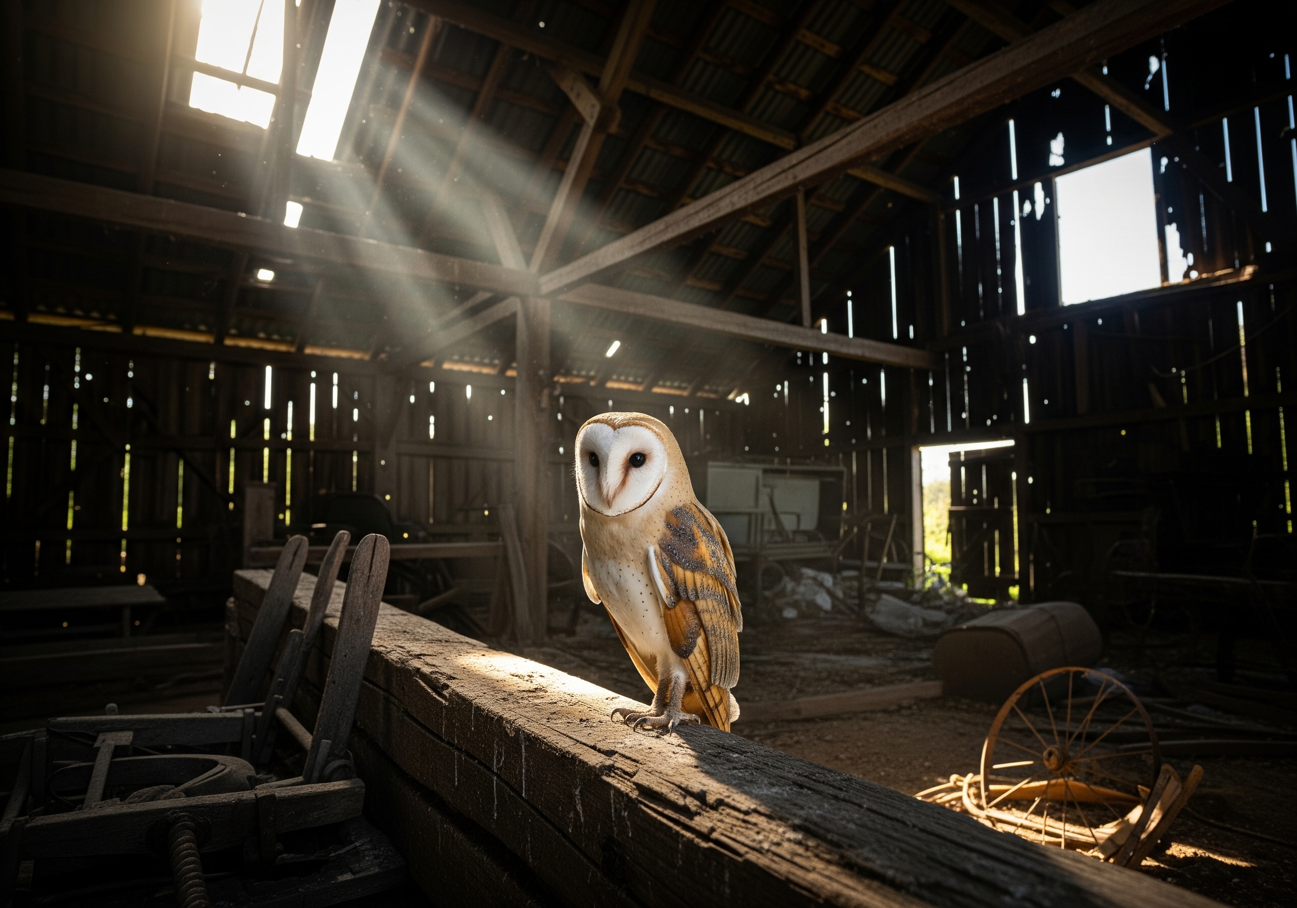 Image du post : Chouette explorant une grange